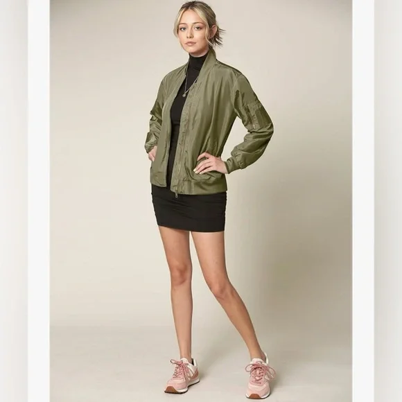 Classic Lightweight Jacket Multi Pocket Windbreaker Bomber Jacket -olive - Picture 5 of 6